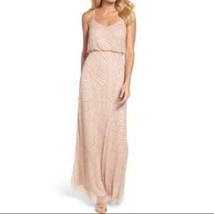 Adrianna Papell Embellished Blouson Gown in Blush